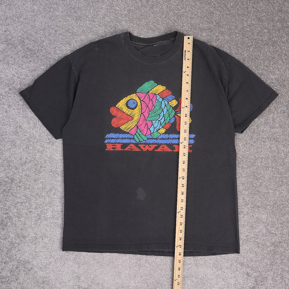 VTG 90s Hawaii Colorful Fish Single Stitch XL Black Short Sleeve T-Shirt - Picture 2 of 10